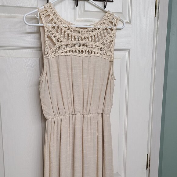 Cloth and People Maxi Cream classic latice top side slits S - Picture 2 of 5